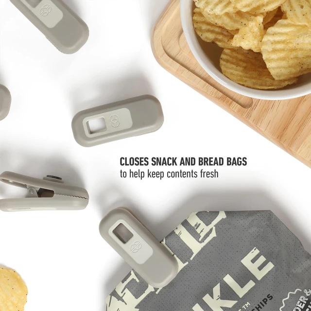 Alt view image 4 of 7 - Prime Magnetic Bag Clips, 6-Pack Kitchen Sealing Clips, Chip Bag Clips with Built-In Magnets, Strong Spring Clamp for Pantry Organization, Food Storage & Refrigerator Use, Taupe