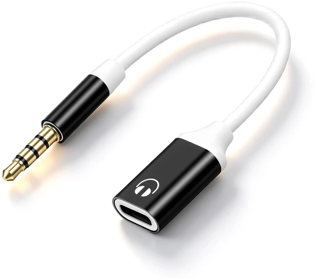 Main image of Headphone Jack Adapter, 3.5mm Male to USB-C Female Audio Adapter, Type-C to Aux Dongle for MP3 Players, CD Players, Laptops, Tablets, Smartphones, and Accessories (Black/White)
