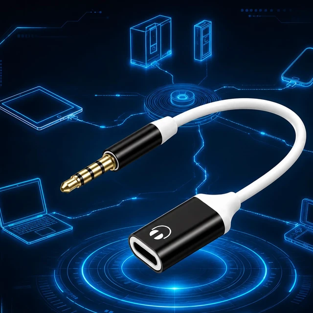 Alt view image 4 of 7 - Headphone Jack Adapter, 3.5mm Male to USB-C Female Audio Adapter, Type-C to Aux Dongle for MP3 Players, CD Players, Laptops, Tablets, Smartphones, and Accessories (Black/White)