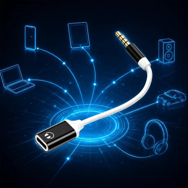 Alt view image 5 of 7 - Headphone Jack Adapter, 3.5mm Male to USB-C Female Audio Adapter, Type-C to Aux Dongle for MP3 Players, CD Players, Laptops, Tablets, Smartphones, and Accessories (Black/White)