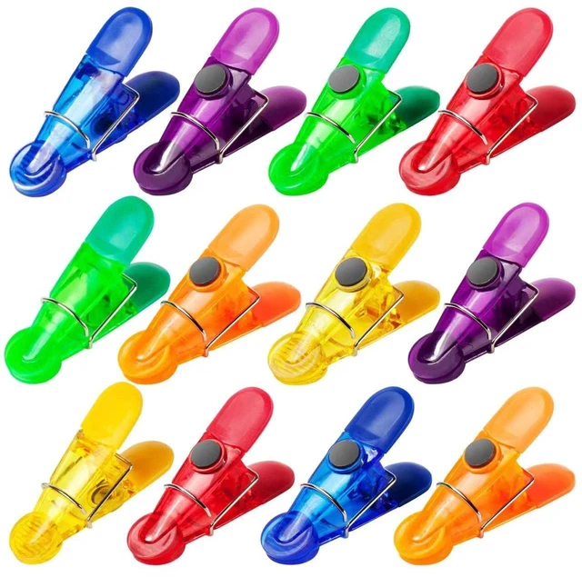Main image of 12 Pack Chip Clips Bag Clips, Food Snacks Bag Clip Sealing Bar | Magnetic Bag Clips for Food Package, Refrigerator Magnet Clips for Kitchen Fridge Office Use, Plastic Cloth Pins