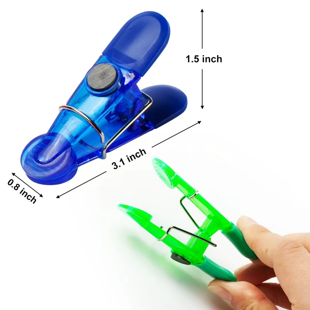 Alt view image 2 of 7 - 12 Pack Chip Clips Bag Clips, Food Snacks Bag Clip Sealing Bar | Magnetic Bag Clips for Food Package, Refrigerator Magnet Clips for Kitchen Fridge Office Use, Plastic Cloth Pins