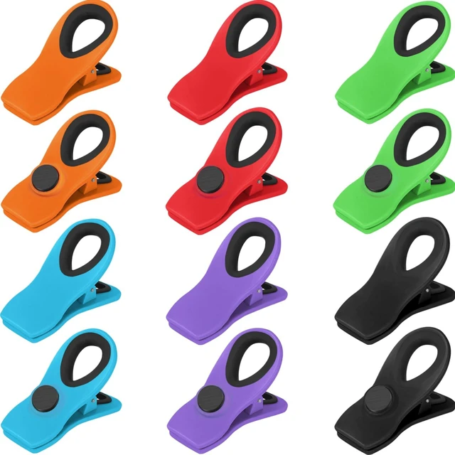 Main image of 12 Pack Magnetic Chip Clips for Food Packages, Kitchen Clips with Magnet for Refrigerator, Plastic Assorted Colors for Food Storage