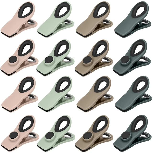 Main image of Chip Clips, Magnetic Bag Clips Food Storage, 16 Pack, Neutral Color | Heavy Duty Clips with Airtight Seal, Strong Spring, for Food, Snack, Fridge, Office