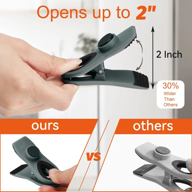 Alt view image 2 of 7 - Chip Clips, Magnetic Bag Clips Food Storage, 16 Pack, Neutral Color | Heavy Duty Clips with Airtight Seal, Strong Spring, for Food, Snack, Fridge, Office