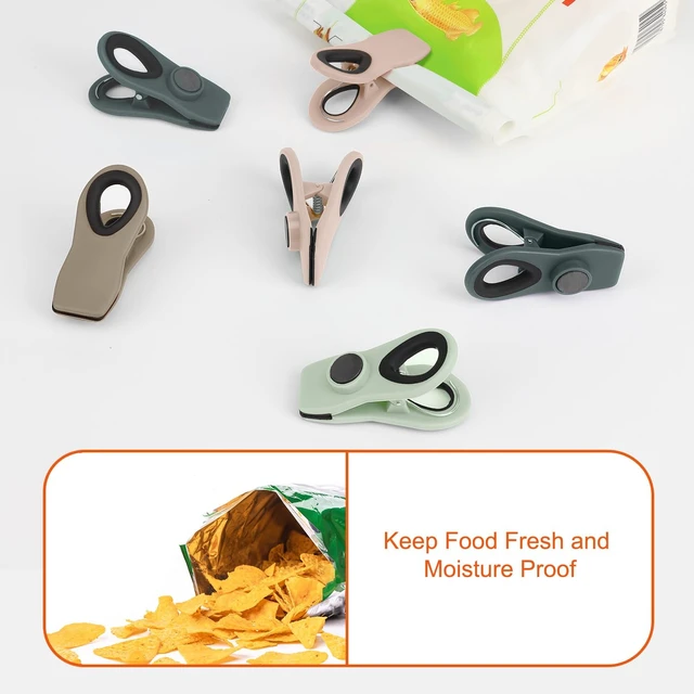 Alt view image 7 of 7 - Chip Clips, Magnetic Bag Clips Food Storage, 16 Pack, Neutral Color | Heavy Duty Clips with Airtight Seal, Strong Spring, for Food, Snack, Fridge, Office