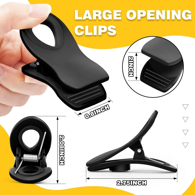 Alt view image 5 of 6 - 10PCS Magnetic Chip Clips Airtight Seal Reusable Black Bag Clips for Food Storage Heavy Duty Plastic Food Clip for Refrigerator,Fridge,Snack, Kitchen,Bread Bag,Garden,Clothes Pins,Home Decor