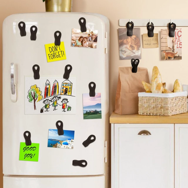 Alt view image 3 of 6 - 10PCS Magnetic Chip Clips Airtight Seal Reusable Black Bag Clips for Food Storage Heavy Duty Plastic Food Clip for Refrigerator,Fridge,Snack, Kitchen,Bread Bag,Garden,Clothes Pins,Home Decor