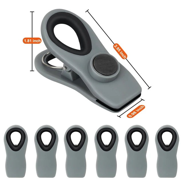 Alt view image 2 of 7 - Chip Clips, Magnetic Chip Bag Clips for Food Storage, 12 Pack, Gray | Heavy Duty Clips with Airtight Seal, Strong Spring and Magnet, for Food, Snack, Fridge, Office