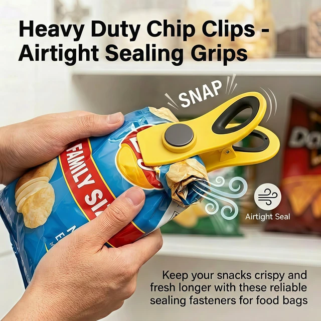 Alt view image 5 of 7 - Magnetic Chip Clips 12-Pack for Kitchen & Fridge, Airtight Bag Clips Keep Snacks Fresh,Cute Fridge Fasteners for Bread & Food Storage, Colorful Organization (12 Pcs, 6 Colors)