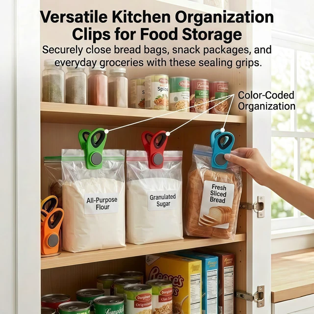 Alt view image 6 of 7 - Magnetic Chip Clips 12-Pack for Kitchen & Fridge, Airtight Bag Clips Keep Snacks Fresh,Cute Fridge Fasteners for Bread & Food Storage, Colorful Organization (12 Pcs, 6 Colors)
