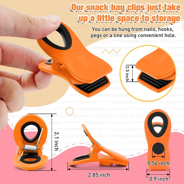 Alt view image 3 of 6 - 12 Pack Chip Clips, Magnetic Chip Bag Clips for Kitchen, Orange | Food Clips for Bags with Airtight Seal Grip and Firm Grip, Ideal for Kitchen Food and Snack, Fridge, Garden and Office Use