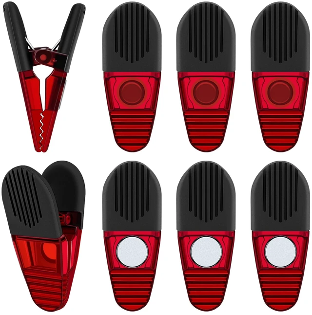 Main image of Magnetic Chip Clips, 8 Pack Heavy Duty Fridge Clips for Food Bags | Nonslip rubber teeth & strong spring for tight sealing. Durable plastic clips stick to fridge to organize snack bags