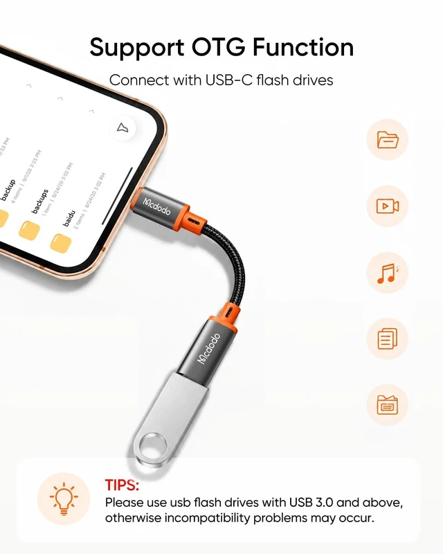 Alt view image 5 of 7 - mcdodo 4 in 1 USB-C to Lightning OTG Adapter with Charging/Audio/OTG Function Type-C Female to Lightning Male Cable Adapter Fit for iPhone/iPad/AirPods/MacBook
