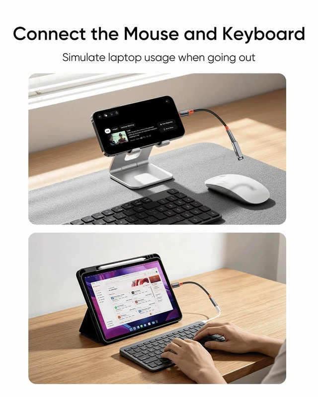Alt view image 6 of 7 - mcdodo 4 in 1 USB-C to Lightning OTG Adapter with Charging/Audio/OTG Function Type-C Female to Lightning Male Cable Adapter Fit for iPhone/iPad/AirPods/MacBook