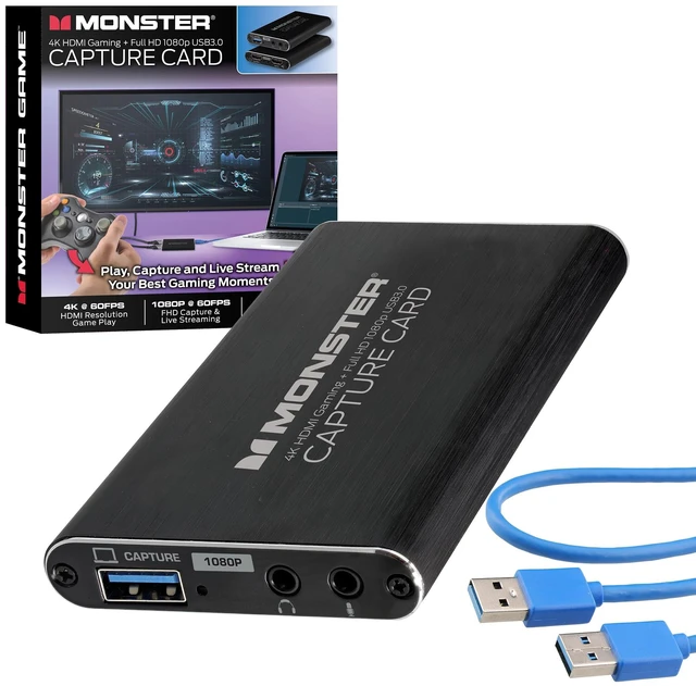 Main image of Video Capture Card for Streaming, 4K HDMI Capture Card with 1080P 60FPS Recording, USB 3.0 Game Capture Device, Mic & Headphone Ports for PS5, Xbox, Nintendo Switch, Switch 2 & PC