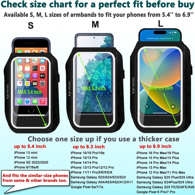 Alt view image 4 of 7 - Running Phone Holder, Arm Band for Running for iPhone & Samsung Galaxy, Cell Phone Armband Holder for Walking, Gym, Workout, Men, Women, w/Adjustable Strap & Zipper Pocket (Black-L)