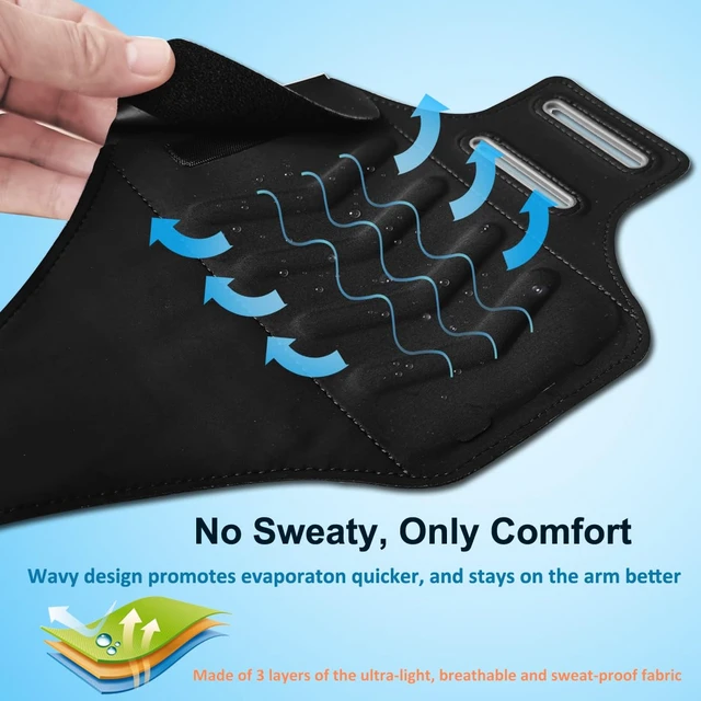 Alt view image 5 of 7 - Running Phone Holder, Arm Band for Running for iPhone & Samsung Galaxy, Cell Phone Armband Holder for Walking, Gym, Workout, Men, Women, w/Adjustable Strap & Zipper Pocket (Black-L)
