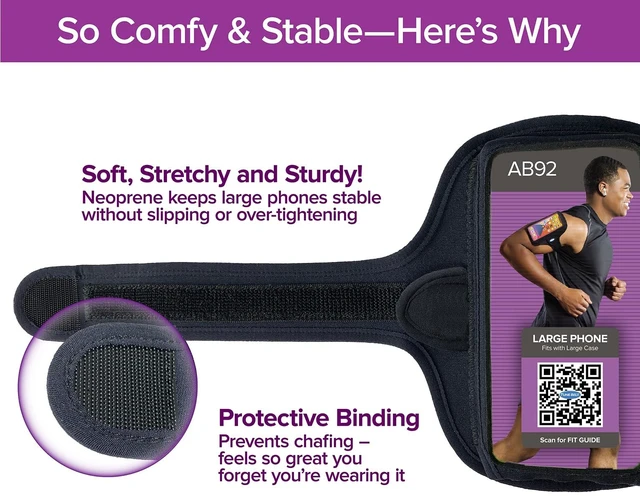 Alt view image 4 of 7 - AB92 No-Slip Running Armband for Large/XL Phones and Cases | Fits iPhone 17/16/15/14/13 Pro Max, Plus, Samsung Galaxy Ultra/Plus/Note, Large Phones with Protective Case, Sweat-Resistant