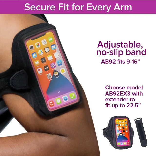Alt view image 6 of 7 - AB92 No-Slip Running Armband for Large/XL Phones and Cases | Fits iPhone 17/16/15/14/13 Pro Max, Plus, Samsung Galaxy Ultra/Plus/Note, Large Phones with Protective Case, Sweat-Resistant