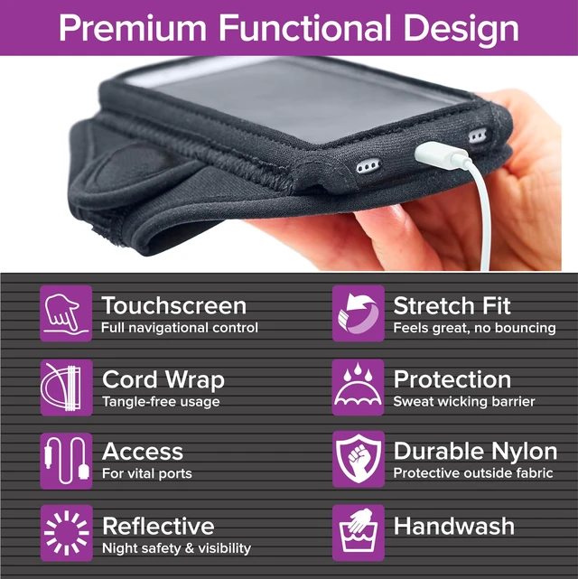 Alt view image 5 of 7 - AB92 No-Slip Running Armband for Large/XL Phones and Cases | Fits iPhone 17/16/15/14/13 Pro Max, Plus, Samsung Galaxy Ultra/Plus/Note, Large Phones with Protective Case, Sweat-Resistant
