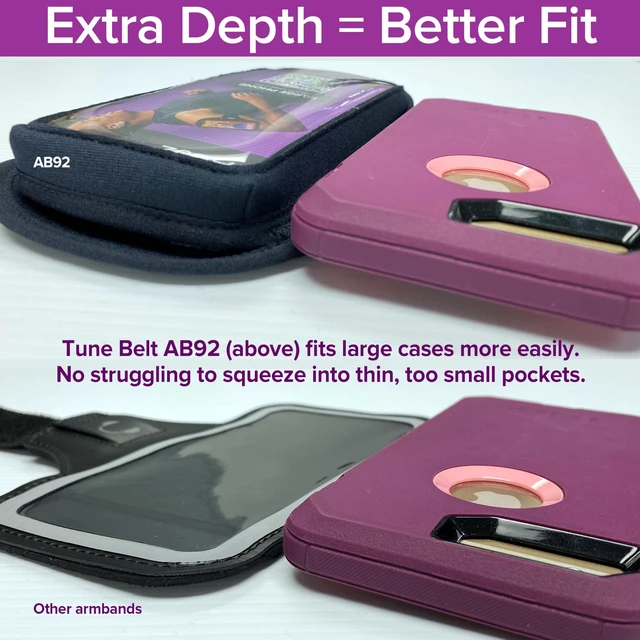 Alt view image 2 of 7 - AB92 No-Slip Running Armband for Large/XL Phones and Cases | Fits iPhone 17/16/15/14/13 Pro Max, Plus, Samsung Galaxy Ultra/Plus/Note, Large Phones with Protective Case, Sweat-Resistant