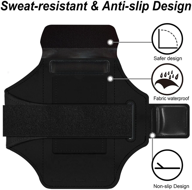 Alt view image 6 of 7 - Armband for iPhone 17/17 Pro/16/16 Pro/15/15 Pro/14/14 Pro/13/13 Pro/13 Mini/12/12 Pro/12 Mini/11/11 Pro/XR/XS/X/SE,Water Resistant Armband with Zipper Slot for Airpods and Car Key (Black)