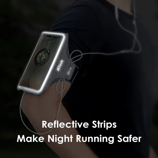 Alt view image 7 of 7 - Phone Armband Holder with Key Holder and Card Slot for Phone Upto 6.2 inch, iPhone 16e/16/15 Pro/15/14 Pro/14/13 Pro/13, Galaxy S23/S22, Pixel 8a, Water Resistant, Adjustable Band (Grey)