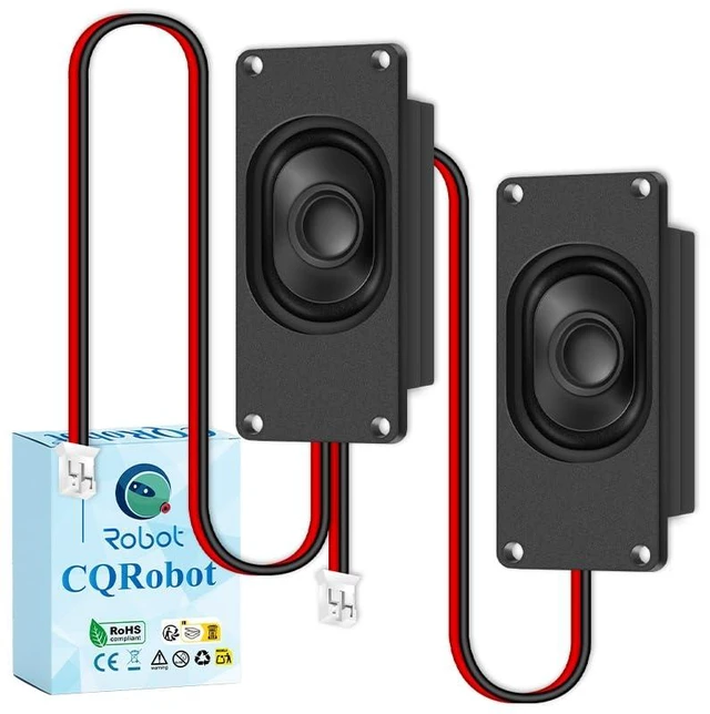 Main image of Enclosed Speakers 3 Watt RMS 4 Ohm for Arduino 70mm (L)×31mm (W) | Front-Firing, JST PH2.0 2-Pin Lead Wires, Rectangular, 4 Corner Mounting Holes, for Electronic DIY Projects, 1 Pair (V2)