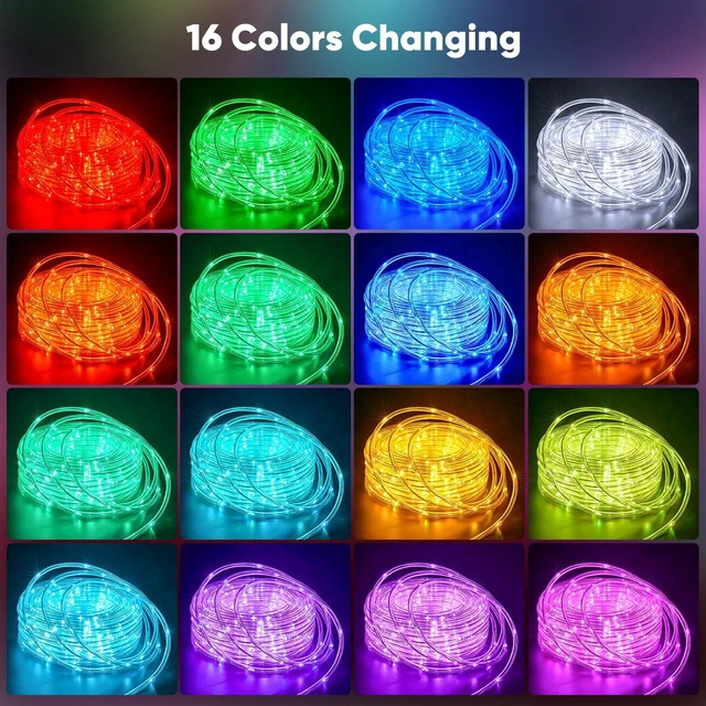 Alt view image 2 of 7 - Color Changing Rope Lights Outdoor, 33FT 100 LED Rope Light | Outdoor String Lights with Remote, Timer, Waterproof Christmas Light Outdoor Decoration for Outside Indoor Bedroom,16 Colors