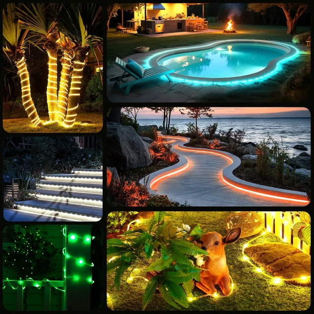 Alt view image 4 of 7 - Color Changing Rope Lights Outdoor, 33FT 100 LED Rope Light | Outdoor String Lights with Remote, Timer, Waterproof Christmas Light Outdoor Decoration for Outside Indoor Bedroom,16 Colors