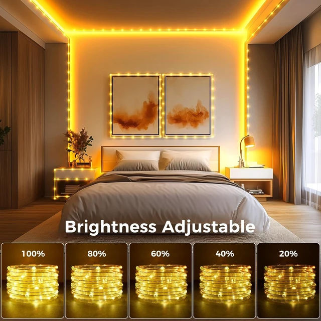 Alt view image 5 of 7 - Color Changing Rope Lights Outdoor, 33FT 100 LED Rope Light | Outdoor String Lights with Remote, Timer, Waterproof Christmas Light Outdoor Decoration for Outside Indoor Bedroom,16 Colors