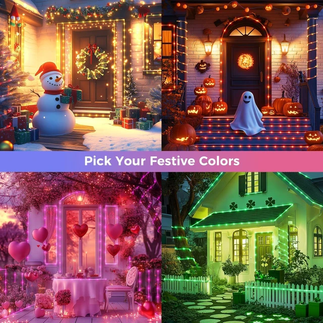 Alt view image 6 of 7 - Color Changing Rope Lights Outdoor, 33FT 100 LED Rope Light | Outdoor String Lights with Remote, Timer, Waterproof Christmas Light Outdoor Decoration for Outside Indoor Bedroom,16 Colors