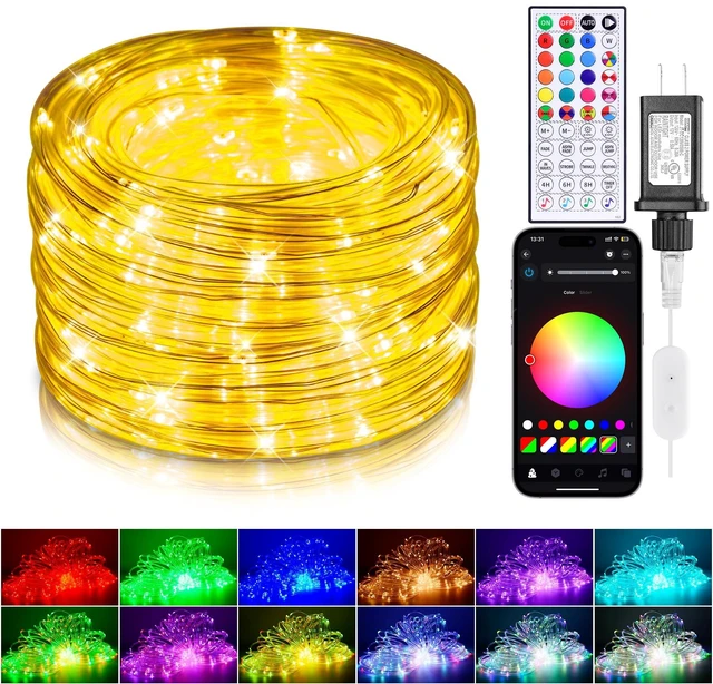 Main image of 33FT Color Changing Rope Lights Outdoor Waterproof with APP & Remote | 100 LED String Light Plug In, Smart 16 Million Colors Music Sync Fairy Tube Lighting for Outside Indoor Bedroom Christmas
