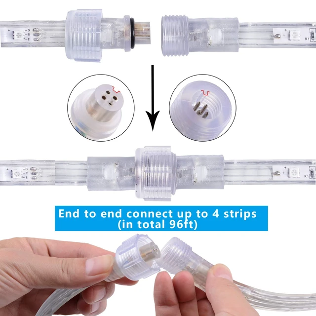 Alt view image 4 of 6 - 16.4ft RGB Strip Light Remote ETL Waterproof | 8 colors + multiple modes. Connectable up to 12 strips. 50,000hr lifespan. Indoor/outdoor for home, patio, Christmas.