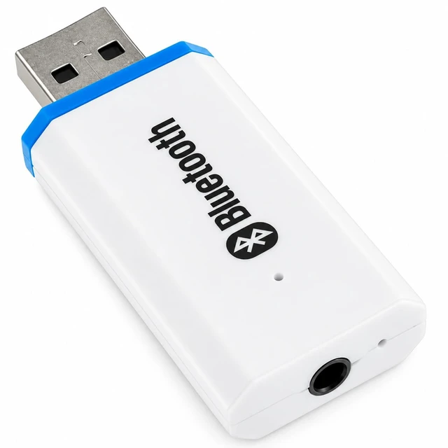 Main image of USB Bluetooth Adapter, Bluetooth USB Audio Receiver Wireless Adapter for Home/Car Stereo System, Portable Speakers with AUX in & 3.5mm Cable (White)