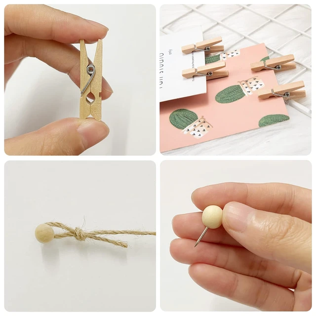 Alt view image 3 of 7 - Photo Hanging Display with 50 Photo Clips, String Hanging Pictures Decor Wall Display, Clip Photo Holders for Hanging Kids Artwork On Wall Decor Home