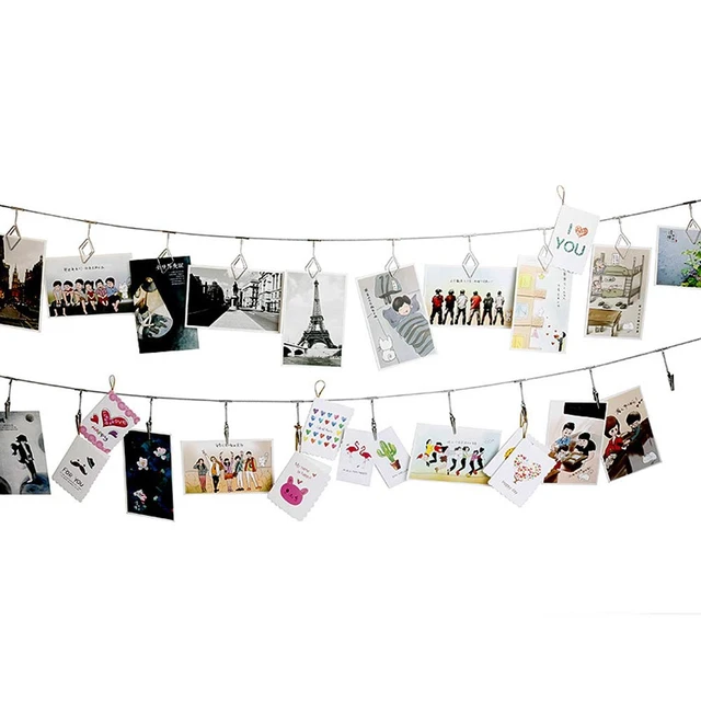 Alt view image 3 of 7 - Wall Hanging Photo Display, DIY Picture Photo Frame String with 12 Clips for Hanging Photos Notes and Artworks