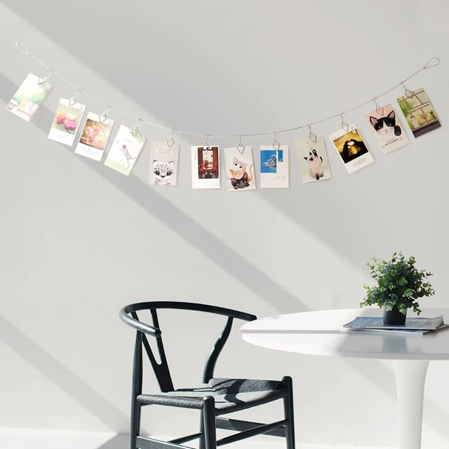 Alt view image 4 of 7 - Wall Hanging Photo Display, DIY Picture Photo Frame String with 12 Clips for Hanging Photos Notes and Artworks