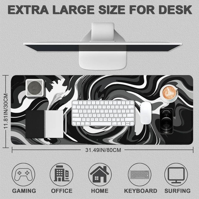 Alt view image 2 of 7 - XL Gaming Mouse Pad with Non-Slip Rubber Base Waterproof Desk Mat | Stitched Edges , Smooth Glide, Extended Desk Pad, Fits Keyboard & Mouse, for Gaming and Home Office