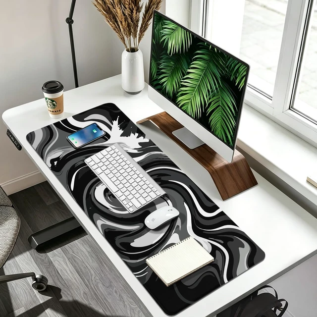 Alt view image 6 of 7 - XL Gaming Mouse Pad with Non-Slip Rubber Base Waterproof Desk Mat | Stitched Edges , Smooth Glide, Extended Desk Pad, Fits Keyboard & Mouse, for Gaming and Home Office