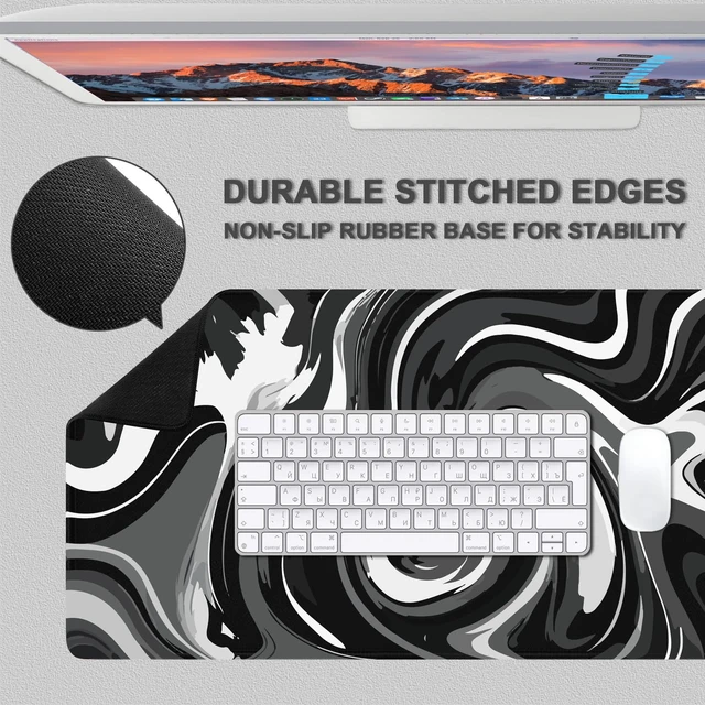 Alt view image 3 of 7 - XL Gaming Mouse Pad with Non-Slip Rubber Base Waterproof Desk Mat | Stitched Edges , Smooth Glide, Extended Desk Pad, Fits Keyboard & Mouse, for Gaming and Home Office