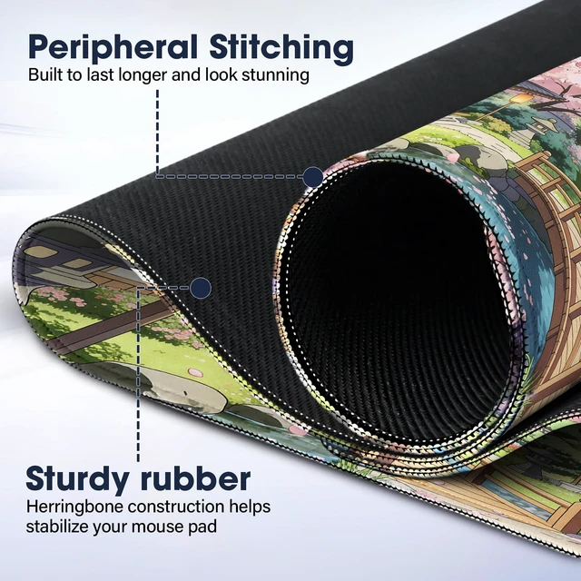 Alt view image 3 of 7 - Durable Desk Pad 31.5x15.7 Inch - Thick XXL Mouse Pad, Bridge | Anti Fray Stitched Edges Natural Rubber Base Smooth Fabric Top