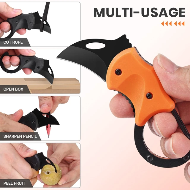 Alt view image 3 of 7 - 2 Pack Small Pocket Knife Gifts for Men & Women | Folding Box Cutter, Birthday & Stocking Stuffers Gifts for Wife Husband Dad Mom (Black & Orange)