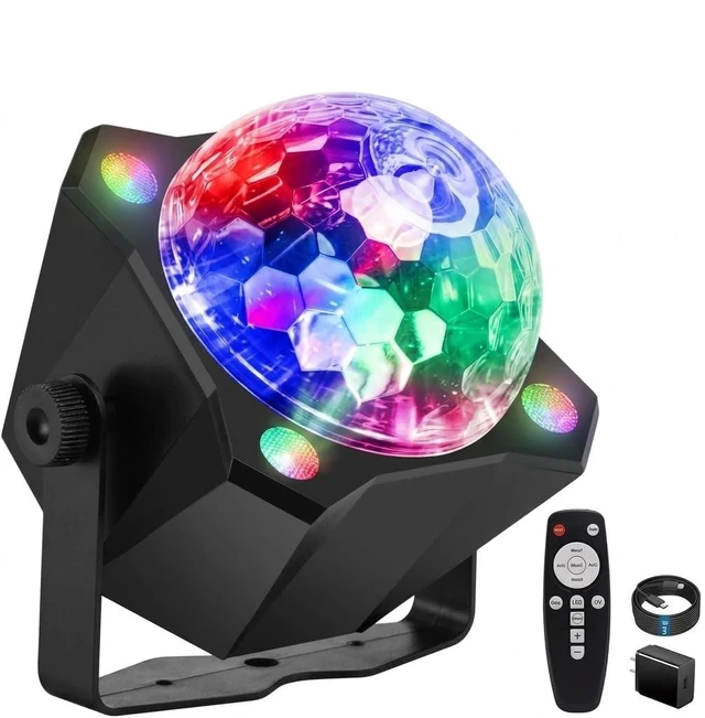 Main image of Party Lights Disco Ball Light, LED 6 Color | Sound Activated, Strobe Effect, Remote Control, For Halloween Christmas Parties Birthday Karaoke