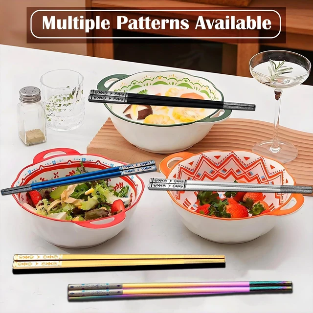 Alt view image 6 of 7 - Metal Chopsticks With Case,18/8 Stainless Steel,Reusable 1 Pair,Silvery | Gift Idea,Portable Cutlery,Travel Chopstick,Dishwasher Safe,Square,Lightweight,Non-Slip,Essential tableware for Asian cuisine