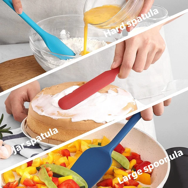 Alt view image 6 of 6 - 5 Piece Premium Silicone Spatula Set Heat Resistant, Colorful Rubber Baking Spatula Set, Kitchen Spatula Set Dishwasher Safe for Nonstick Cookware Cooking Mixing Multicolor-2
