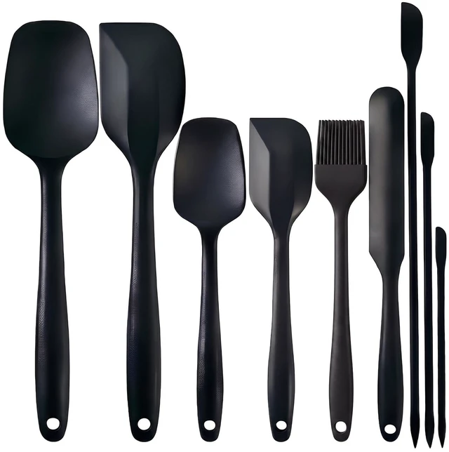 Main image of Silicone Spatula Set 9Pcs, Heat Resistant 572°F, Food-Grade Silicone, BPA-Free for Baking, Cooking & Mixing, Non-Stick, Dishwasher Safe, Rubber Spatulas & Baking Spatula Set, Black