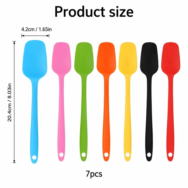 Alt view image 2 of 7 - 7pcs Small Silicone Spatula, Spoon Spatula Set, Non-Stick Rubber | Flexible Scrapers Baking Mixing Tool, Heat Resistant Kitchen Utensil, Dishwasher Safe Cooking Spatula, 7 Colors