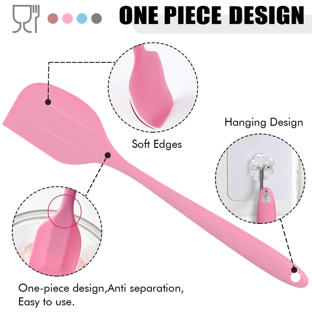Alt view image 6 of 7 - Silicone Spatula Set 5 Pieces Heat Resistant Non-Stick Rubber Spatulas for Baking Cooking Mixing Scraping Nonstick Cookware Kitchen Utensils (Pink)